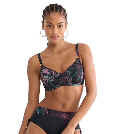 Горна част на бански Триумф с банел и мека чашка тип Минимайзер Summer Tropics W 01 в тъмната гама