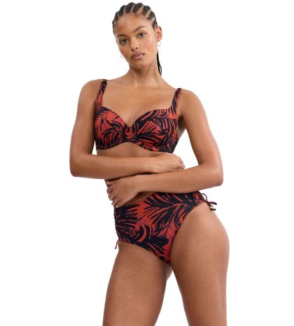 Горна част на бански Триумф с банел и оформена чашка Summer Palm WP 01 в кафявата гама