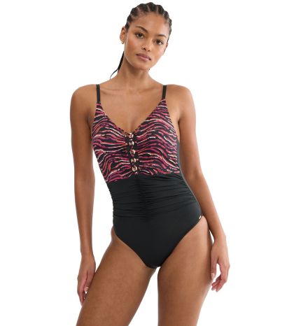 Цял бански Триумф без банел с оформена чашка Summer Wild OP 01 в тъмната гама