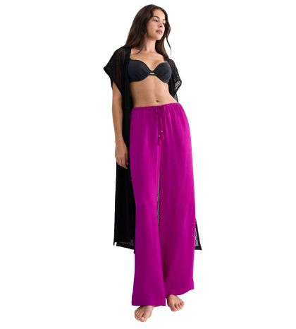 Дълъг панталон Триумф Summer Satin Trousers цвят малина