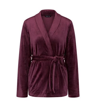 Домашен халат Триумф Sensual Velour Robe къс тъмно бордо