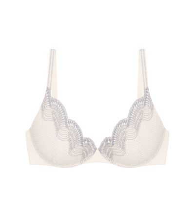Сутиен Триумф с банел и оформена чашка с Push Up ефект Comfort Glam WHU копринено бял