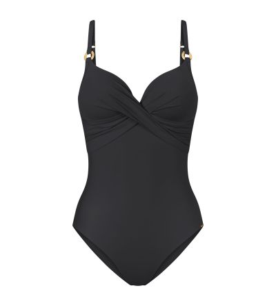 Цял бански Триумф с банел и оформена чашка Summer Twist OWP 01 черен