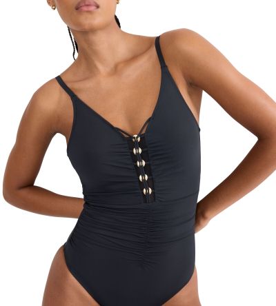 Цял бански Триумф без банел с оформена чашка Summer Twist OP 04 черен