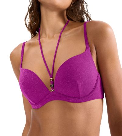 Горна част на бански Триумф с банел и оформена чашка с повдигащ Push Up ефект Summer Sunset WHU цвят малина