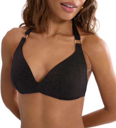 Горна част на бански Триумф без банел с оформена чашка с Push Up ефект Summer Sunset PU Plunge черен