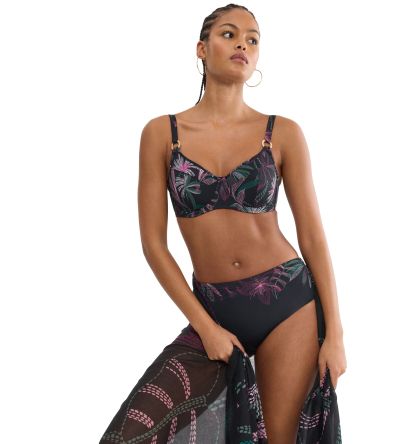 Горна част на бански Триумф с банел и мека чашка тип Минимайзер Summer Tropics W 01 в тъмната гама
