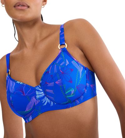 Горна част на бански Триумф с банел и мека чашка тип Минимайзер Summer Tropics W 01 в синята гама