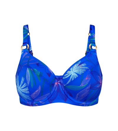 Горна част на бански Триумф с банел и мека чашка тип Минимайзер Summer Tropics W 01 в синята гама