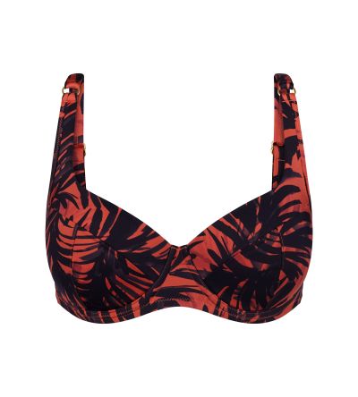 Горна част на бански Триумф с банел и оформена чашка Summer Palm WP 01 в кафявата гама