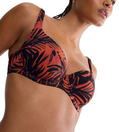 Горна част на бански Триумф с банел и оформена чашка Summer Palm WP 01 в кафявата гама