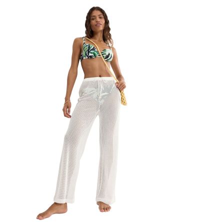 Плетен плажен панталон Триумф Beach My Wear Crochet Trousers копринено бял