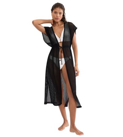 Плетено плажно кимоно Beach My Wear Crochet Kimono черно