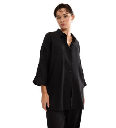 Дълга Плажна риза Summer Wear Boyfriend Shirt 01 черна