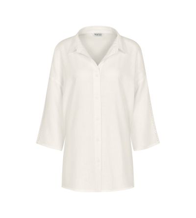 Дълга Плажна риза Summer Wear Boyfriend Shirt 01 копринено бяла