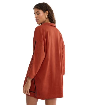 Дълга Плажна риза Summer Wear Boyfriend Shirt 01 оранжева