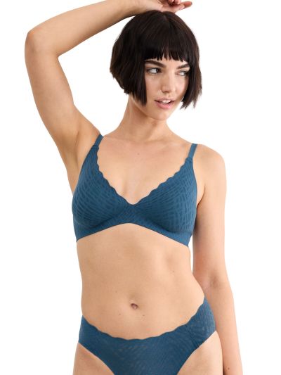 Сутиен Слоги без банел с оформени чашки с Push Up ефект Zero Feel Bliss The Up P Bra опушено син
