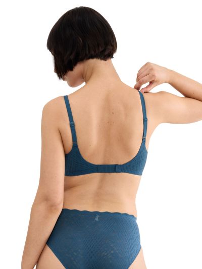 Сутиен Слоги без банел с оформени чашки с Push Up ефект Zero Feel Bliss The Up P Bra опушено син