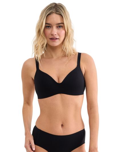 Сутиен Слоги без банел с оформена чашка с повдигащ Push Up ефект Zero Feel Pure THE UP Tshirt Bra черен 