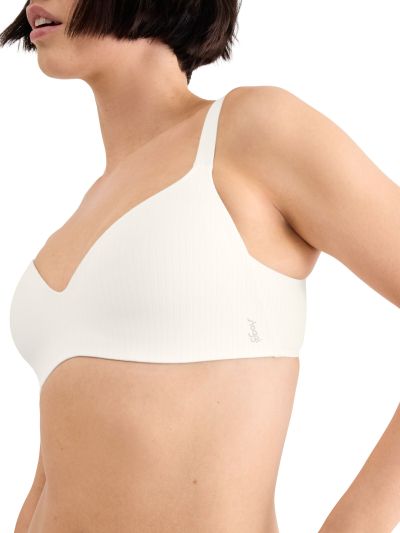 Сутиен Слоги без банел с оформена чашка с повдигащ Push Up ефект Zero Feel Pure THE UP Tshirt Bra копринено бял