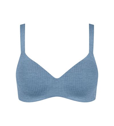 Сутиен Слоги без банел с оформена чашка с повдигащ Push Up ефект Zero Feel Pure THE UP Tshirt Bra светло син